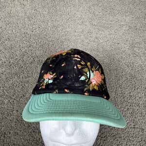 Volcom Hat Cap Snap Back Womens One Size Black Mint Floral Trucker Mesh